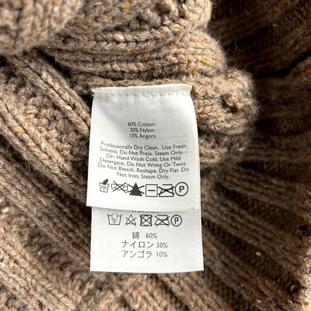 Eddie Bauer Angora Wool Cardigan Sweater Sz Large Cable Knit Chunky Shawl Neck - Picture 6 of 8